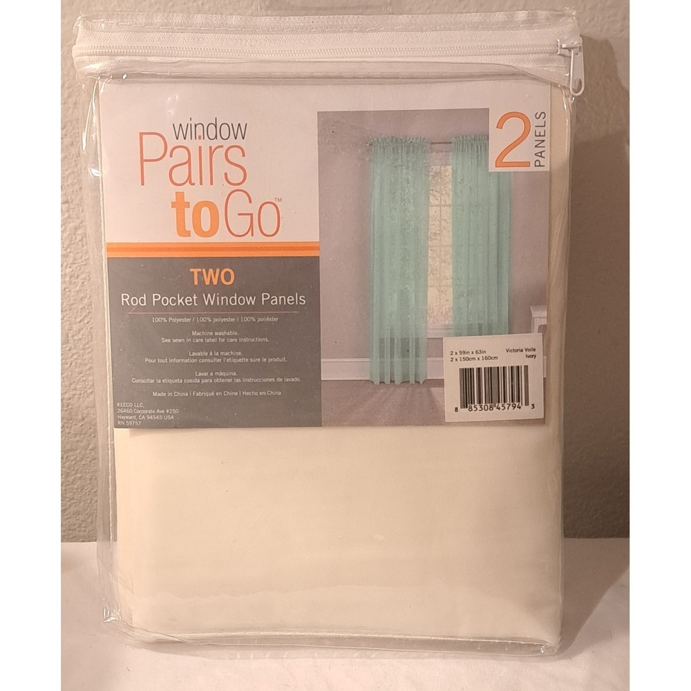 Window Pairs to Go Rod Pocket Window Panels Ivory 59x63 Set of 2 New